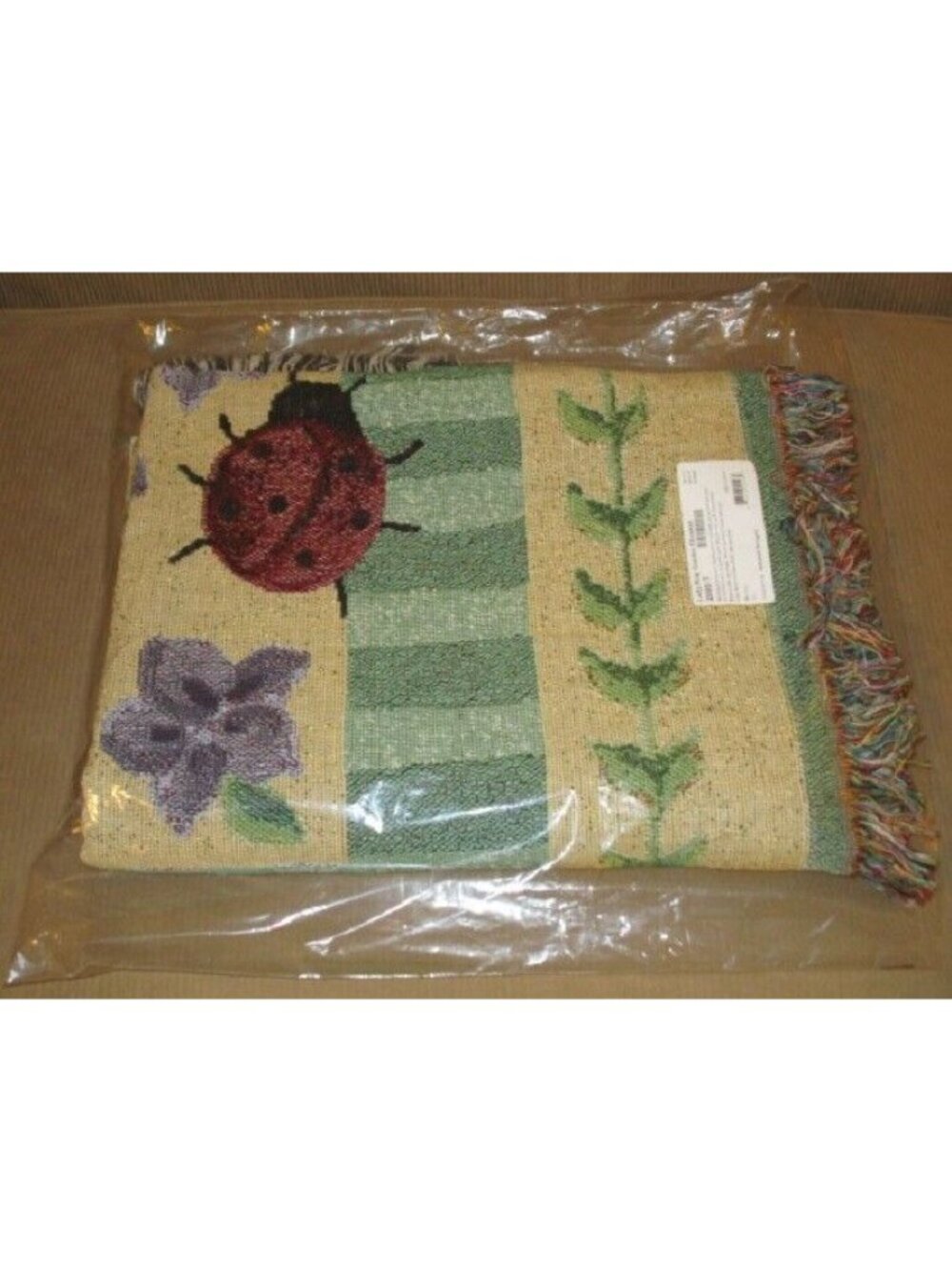 New Ladybug Garden Heavy Cotton Afghan Throw Blanket 54x70 Lady Bug Spots Beetle - Picture 3 of 3